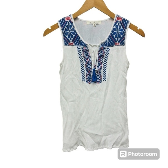 Solitaire Sleeveless Embroidered Top - Picture 1 of 12